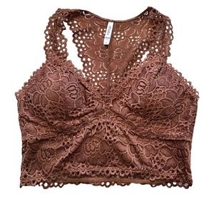 Zenana Lace Racerback Bralette in Deep Camel Size XL NEW
